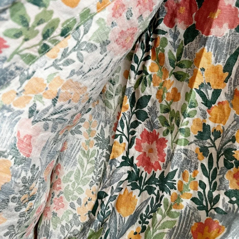 GARNET HILL Tabitha Floral Relaxed-Linen Bedding Duvet Cover + Pillow Cover